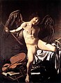 Caravaggio's Amor Victorious with the Roman Cupid Amor showing his penis with its foreskin