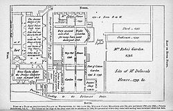 El complejo medieval de edificios del Parlamento fue mapeado por William Capon alrededor del cambio del siglo XVIII. Esta imagen muestra una vista en planta de los niveles de la planta baja, donde cada edificio está claramente descrito en texto. Se hace referencia al subterráneo de la Cámara de los Lores, a Guy Fawkes.