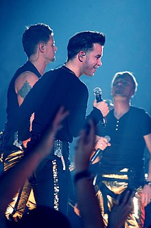 Gately performing with Boyzone at Wembley Arena, May 2009.