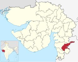 Location of district in Gujarat