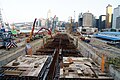 Construction site in 2011, looking east from the footbridge outside IFC.