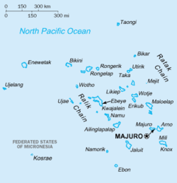 Map of the Marshall Islands show Bikini