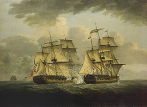 HMS Venus (слева) против Sémillante, 27 мая 1793