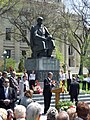 Viktor Yushchenko speaking under the Taras Shevchenko monument on the grounds of the Manitoba Legislative Building