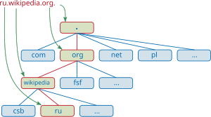 Illustration of the different levels of a domain name.