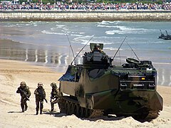 Spanish marines deploying from an AAV-7 during an exhibition in 2009