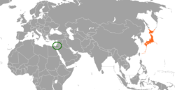 Map indicating locations of Israel and Japan