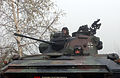 The turret of a German Army Luchs 2 armored reconnaissance vehicle showing a Rh 202 as the main armament.