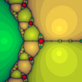 Newton fractal for p(z) = z3 − 2z + 2. Points in the red basins do not reach a root.