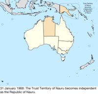 Map of the change to Australia on 31 January 1968