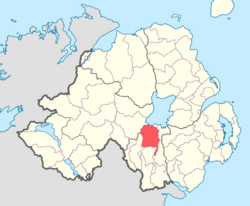 Location of Oneilland West, County Armagh, Northern Ireland.