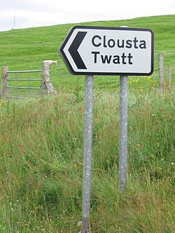 Road sign pointing to Twatt