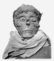 The mummified head of Ahmose I