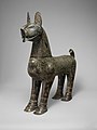 "A demonstration of the excellence achieved in metalwork under the Seljuqs": bronze incense burner shaped like lion, with removable head, dated 1181–82 CE, Taybad, Iran. (Metropolitan Museum of Art)[164][165]