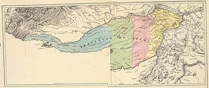 Mapa de la provincia de Apure (hoy estado Apure) en 1840, que contiene el trazado en la parte central del límite.