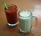 Pulque mixed with tomato and pineapple