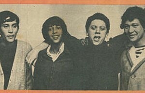 The Flames in the 1960s. From left: Brother Fataar, Ricky Fataar, Blondie Chaplin, and Steve Fataar.