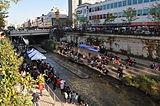 Live entertainment on Cheonggye Stream near Dongdaemun Market