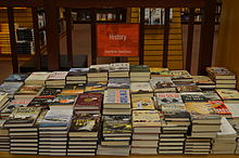 Photo of history books in a bookstore