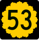 Two-digit state highway shield uses a sunflower, Kansas