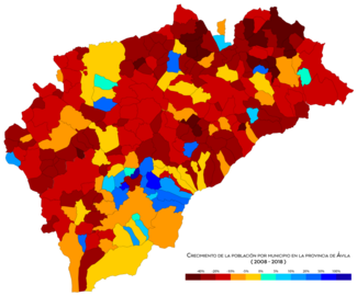 Crecimiento de la población entre 2008 y 2018