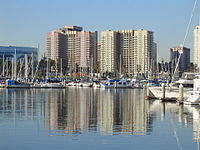 Aqua waterfront condominiums in Long Beach, California, United States