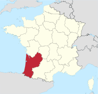 Location of Aquitaine region in France