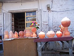 Lamps made of salt in Khewra market