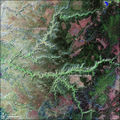 False-color Landsat 7 image of the canyon (more information)