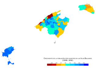 Crecimiento de población por municipio entre 2008 y 2018