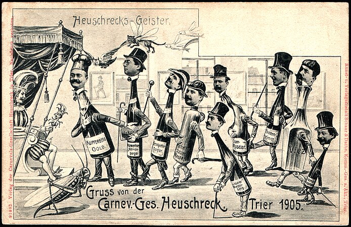 1905年Trierer Karnevalsgesellschaft Heuschreck发行的漫画明信片