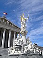 The statue of Athena in front of the Austrian Parliament