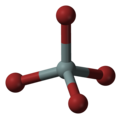 Ball and stick model of silicon tetrabromide