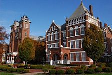 Old Main and South Hall on the California University campus.