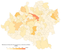 Densidad de población por municipio (2018)