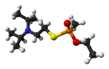 Ball-and-stick model of the S enantiomer of VX