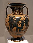 Theseus and the Minotaur, black-figure amphora c. 480 BC