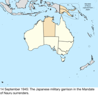 Map of the change to Australia on 14 September 1945