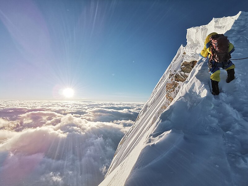 File:Climber Summit Manaslu 8163m.jpg