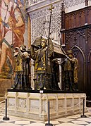 The tomb of Christopher Columbus, inside the Cathedral of Seville