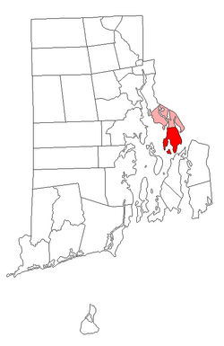 Location of Bristol in Bristol County, Rhode Island