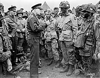 General Eisenhower speaks with troops prior to D-Day