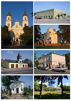 Żelechów views: Zwiastowania NMP Church, town hall, old fire station, Filialny church