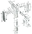 Пистолет Кольт 1911А. рукояточный механизм предохранителя, который блокирует спусковой крючок. Зуб предохранителя (часть N3) который входит в вырез на спусковом крючке (часть N23) тем самым блокируя его. (внизу)