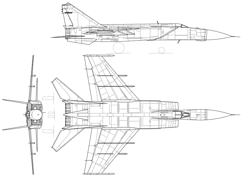 File:Mikoyan-Gurevich MiG-25 3-view.svg