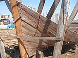 Plank fixing, trenails and red lead paint, Quy Nhon.