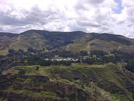 Ciudad de Rondos, capital del distrito, visto desde el cerro Tala en Huarín.