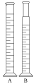 Two graduated cylinders. I H N traditional graduated cylinder (A in the image), and mixing cylinders (B in the picture)