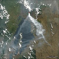 Satellite image of the eruption plume from Nyiragongo in July 2004