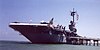 US Navy aircraft carrier USS Lexington anchored in the Gulf of Mexico